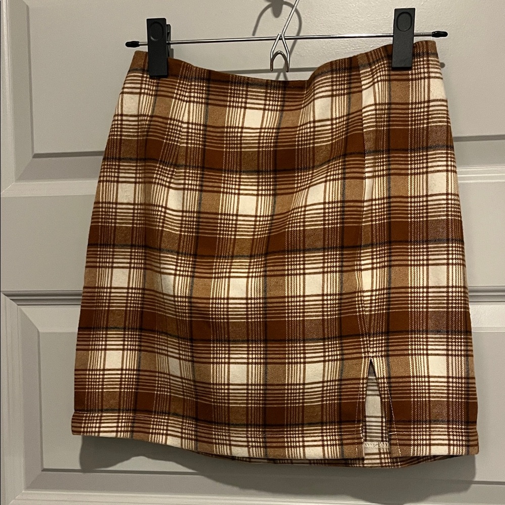 Plaid Brown Mini Skirt 4